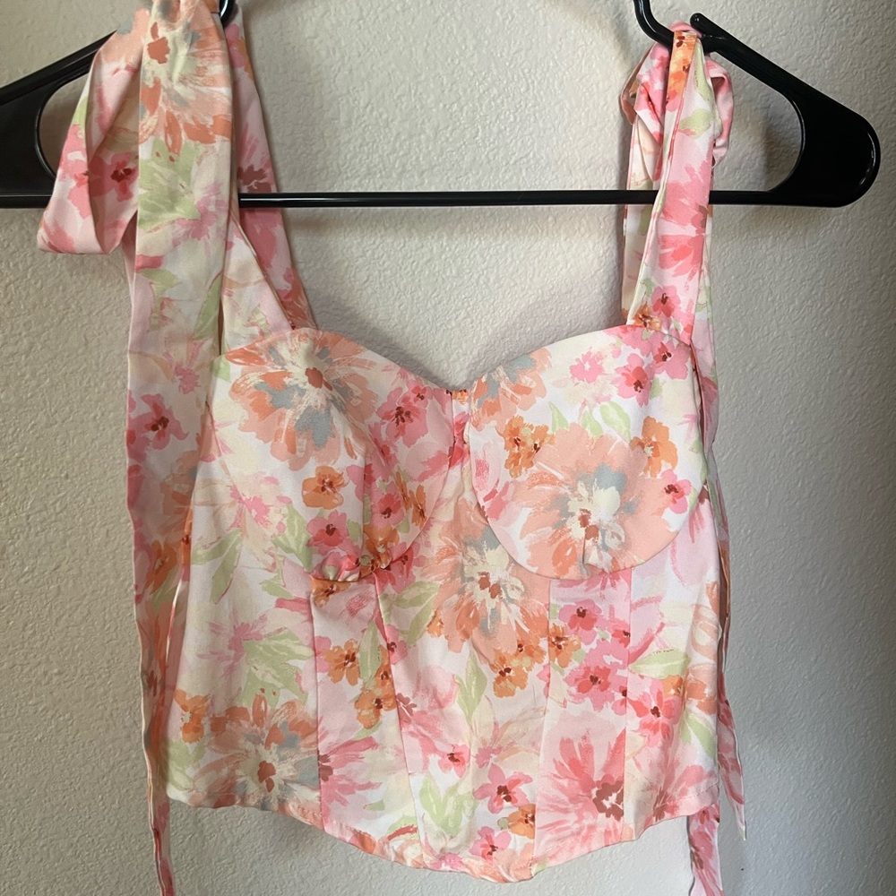 Floral Tie-Strap Bustier Top